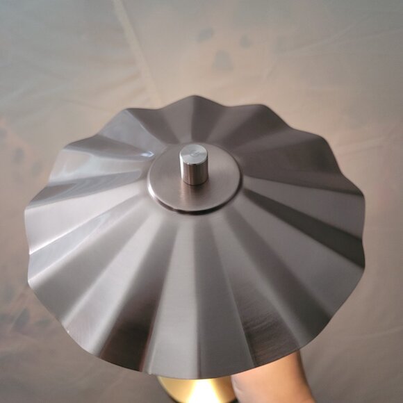 Heart and Hand with Magnolia Portable Scallop Shade Table Lamp Brass/Copper - Picture 6 of 6